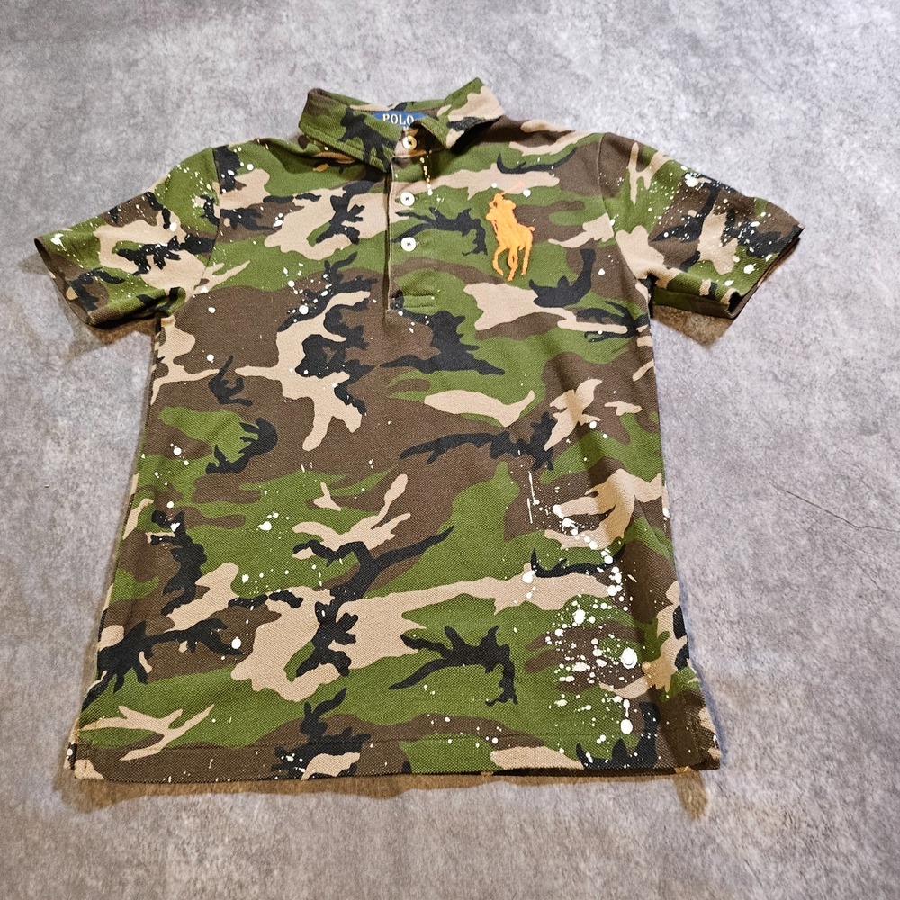 Polo Ralph Lauren Big Pony Camo Paint Splatter Polo Shirt Boys SZ S/8
